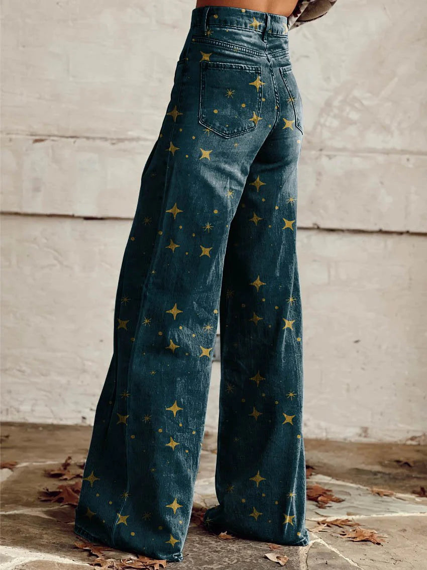 Serena™ | Pantalon Large Bohème en Denim à Jambe Ample