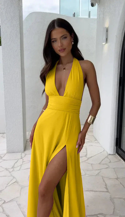 Fiona™ | Robe à décolleté en V profond avec fente