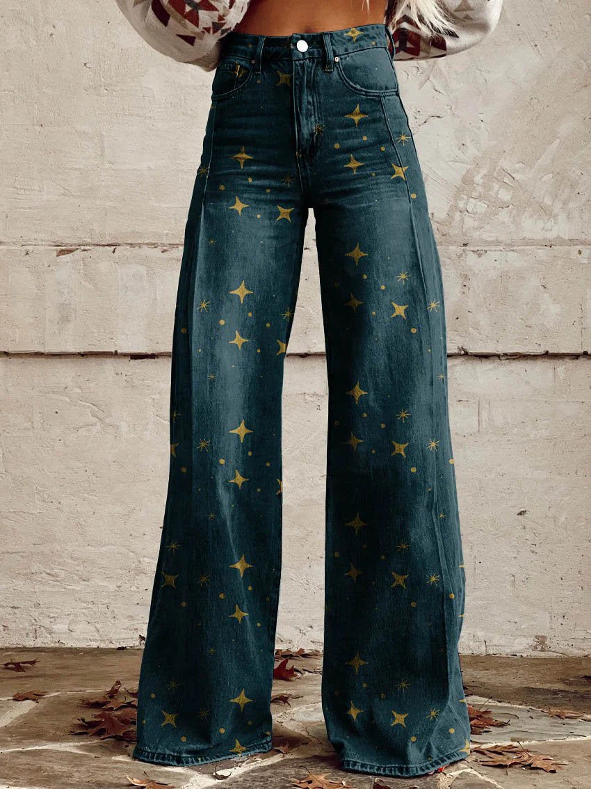 Serena™ | Pantalon Large Bohème en Denim à Jambe Ample