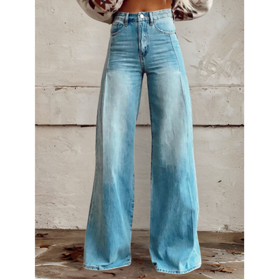 Léna™ | Pantalon Large Bohème en Denim à Jambe Ample