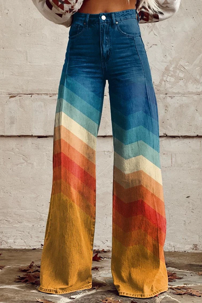 Clara™ | Pantalon Large Bohème en Denim à Jambe Ample