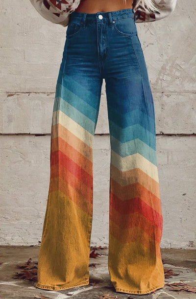 Clara™ | Pantalon Large Bohème en Denim à Jambe Ample